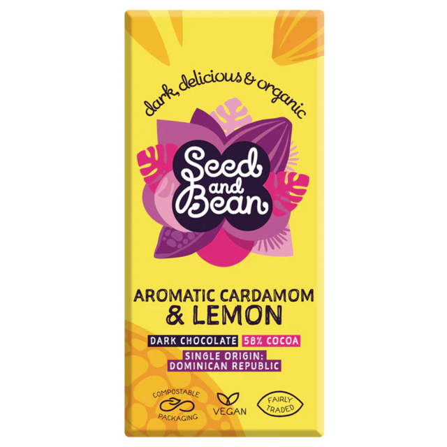 Seed & Bean Chokolade Mørk Citron og Kardemomme ØKO 85g